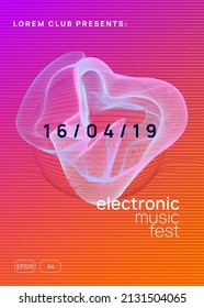 Trance party. Abstract show brochure design. Dynamic gradient shape and line. Neon trance party flyer. Electro dance music. Electronic sound. Club dj poster. Techno fest event.