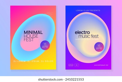 Trance Party. Bright Art For Invitation. Sound And Nightlife Vector. Linear Techno Poster. Futuristic Pattern For Brochure Shape. Pink And Blue Trance Party