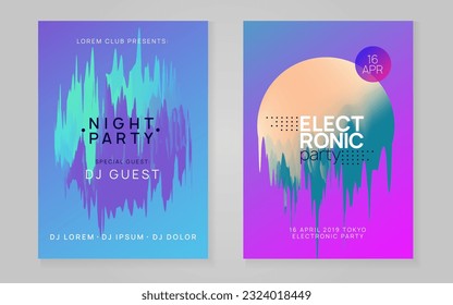 Trance Party. Club And Show Concept. Minimal Background For Invitation Design. Wave Techno Banner. Indie Effect For Cover. Rainbow Trance Party