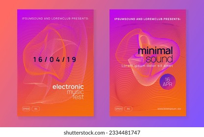 Trance party. Commercial discotheque cover set. Dynamic gradient shape and line. Neon trance party flyer. Electro dance music. Electronic sound. Club dj poster. Techno fest event.