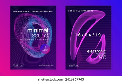 Trance party. Commercial discotheque cover set. Dynamic fluid shape and line. Neon trance party flyer. Electro dance music. Electronic sound. Club dj poster. Techno fest event.