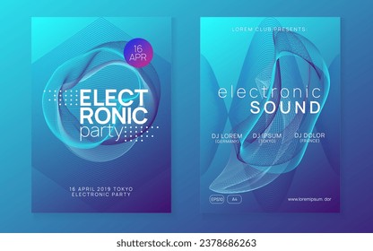 Trance party. Cool discotheque cover set. Dynamic gradient shape and line. Neon trance party flyer. Electro dance music. Electronic sound. Club dj poster. Techno fest event.