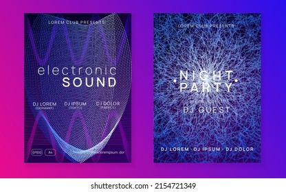 Trance party. Digital discotheque banner set. Dynamic gradient shape and line. Neon trance party flyer. Electro dance music. Electronic sound. Club dj poster. Techno fest event.