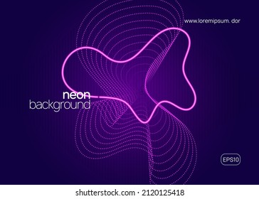 Trance party. Dynamic fluid shape and line. Wavy discotheque cover template. Neon trance party flyer. Electro dance music. Electronic sound. Club dj poster. Techno fest event.