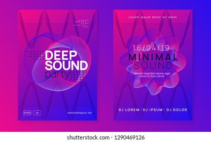 Trance party. Dynamic gradient shape and line. Minimal discotheque cover set. Neon trance party flyer. Electro dance music. Electronic sound. Club dj poster. Techno fest event.