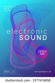 Trance party. Dynamic gradient shape and line. Cool show brochure concept. Neon trance party flyer. Electro dance music. Electronic sound. Club dj poster. Techno fest event.