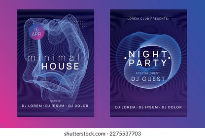 Trance party. Dynamic gradient shape and line. Curvy discotheque brochure set. Neon trance party flyer. Electro dance music. Electronic sound. Club dj poster. Techno fest event.