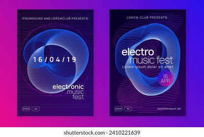 Trance party. Dynamic gradient shape and line. Commercial concert cover set. Neon trance party flyer. Electro dance music. Electronic sound. Club dj poster. Techno fest event.