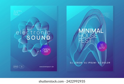 Trance party. Dynamic gradient shape and line. Bright concert invitation set. Neon trance party flyer. Electro dance music. Electronic sound. Club dj poster. Techno fest event.