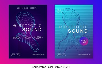 Trance party. Energy discotheque banner set. Dynamic fluid shape and line. Neon trance party flyer. Electro dance music. Electronic sound. Club dj poster. Techno fest event.