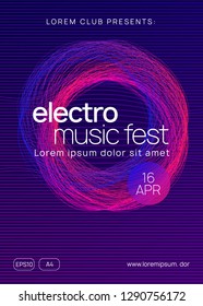 Trance party. Futuristic show magazine layout. Dynamic gradient shape and line. Neon trance party flyer. Electro dance music. Electronic sound. Club dj poster. Techno fest event.