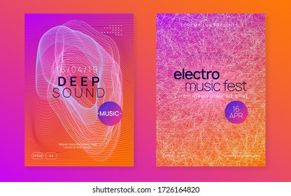 Trance party. Minimal show banner set. Dynamic fluid shape and line. Neon trance party flyer. Electro dance music. Electronic sound. Club dj poster. Techno fest event.