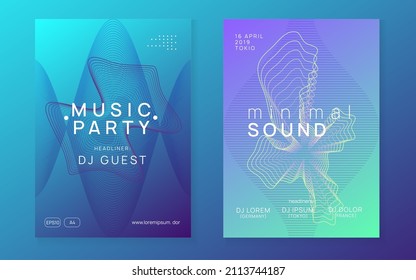 Trance party. Modern discotheque invitation set. Dynamic fluid shape and line. Neon trance party flyer. Electro dance music. Electronic sound. Club dj poster. Techno fest event.