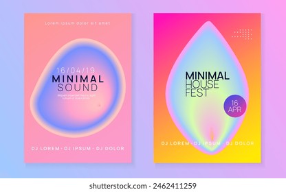 Trance Party. Modern Music Flyer. Club And Carnival Template. Graphic Background For Cover Shape. Linear Effect For Brochure. Pink And Blue Trance Party