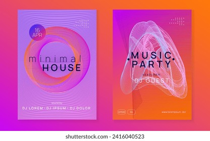 Trance party. Trendy concert brochure set. Dynamic fluid shape and line. Neon trance party flyer. Electro dance music. Electronic sound. Club dj poster. Techno fest event.