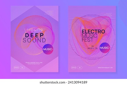 Trance party. Trendy discotheque cover set. Dynamic gradient shape and line. Neon trance party flyer. Electro dance music. Electronic sound. Club dj poster. Techno fest event.