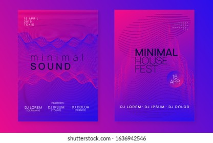 Trance party. Wavy concert brochure set. Dynamic gradient shape and line. Neon trance party flyer. Electro dance music. Electronic sound. Club dj poster. Techno fest event.