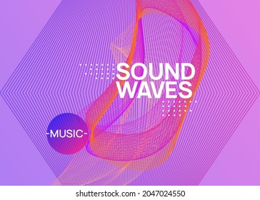 Trance party. Wavy show magazine design. Dynamic fluid shape and line. Neon trance party flyer. Electro dance music. Electronic sound. Club dj poster. Techno fest event.