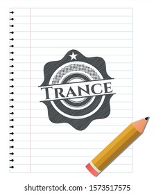 Trance pencil emblem. Vector Illustration. Detailed.