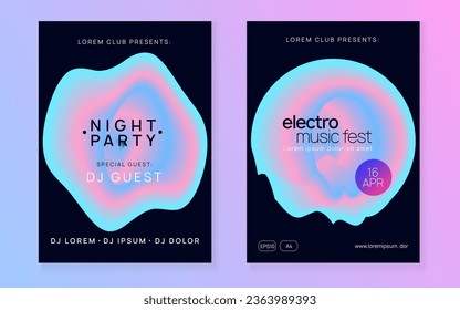 Trance Poster. Trendy Neon Flyer. Dynamic Background For Brochure Design. Cool Glitch For Magazine. Dance And Carnival Concept. Pink And Blue Trance Poster