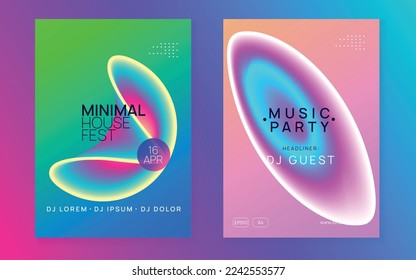 Trance Poster. Wavy Music Banner. Jazz Glitch For Magazine. Elegant Pattern For Cover Layout. Sound And Show Design. Blue And Purple Trance Poster