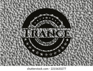 Trance realistic dark emblem with grey bubbles background. Vector Illustration. Detailed. 