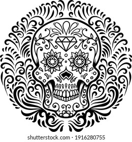 Tranditional Mexican Skull Calaveras Pattern