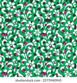 Trandy flower design pattern for fabric. paper print, background, wallpaper