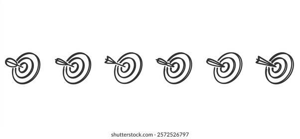 Trandy Target icon. Linear Success target outline icons collection. Set of outline icons related to success target board. Target vector illustration in transparent background. Editable stroke. Eps10