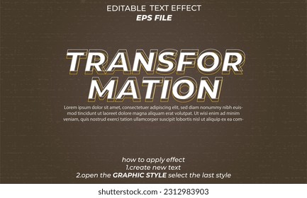 tranformation text effect, font editable, typography, 3d text 