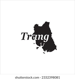 Trang map and black letter design on a white background
