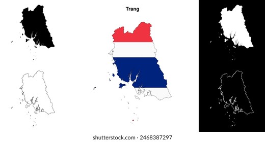 Trang province outline map set