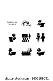 Traning - vector icons set on white background. Symbol for web, infographics, print design and mobile UX/UI kit. Vector illustration, EPS10.