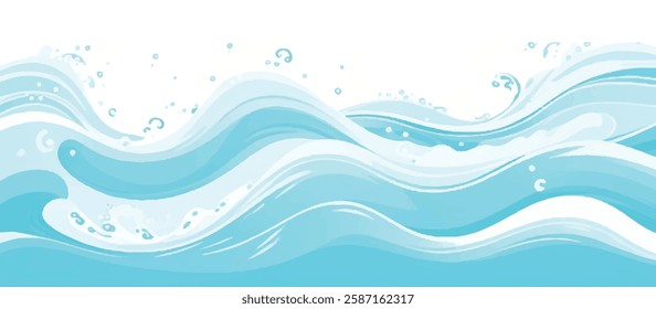 Tranquil Abstract Watercolor Ocean Wave Texture with Soft Shades of Blue and Green, Ideal for Use as a Background in Ocean-Themed or Serene Graphic Designs.
