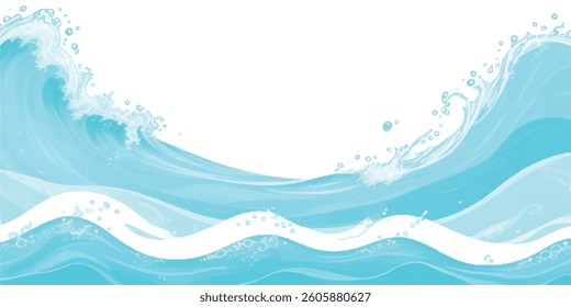 
Tranquil Abstract Watercolor Ocean Wave Texture with Soft Shades of Blue and Green, Ideal for Use as a Background in Ocean-Themed or Serene Graphic Designs.
