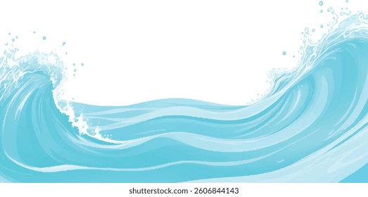 Tranquil Abstract Watercolor Ocean Wave Texture with Soft Shades of Blue and Green, Ideal for Use as a Background in Ocean-Themed or Serene Graphic Designs.
