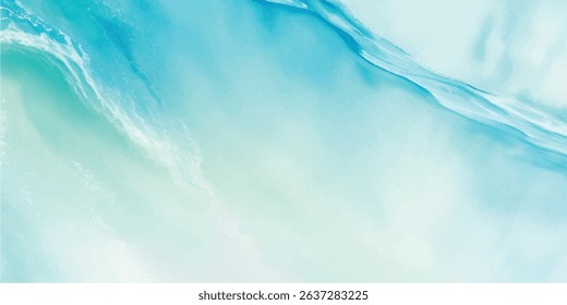 Tranquil Abstract Watercolor Ocean Wave Texture with Soft Shades of Blue and Green, Ideal for Use as a Background in Ocean-Themed or Serene Graphic Designs.
