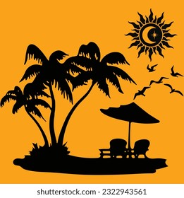Tranquil Beach Evening Vector Illustration - Immerse yourself in the serenity of a beach evening with this tranquil vector illustration.
