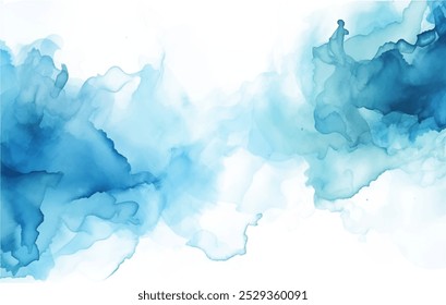 Belleza tranquila de tonos de Vector azul arte abstracto. Acuarela salpica con sentido de serenidad y calma. Armoniosa mezcla de azules, la inmensidad del cielo y la profundidad del océano