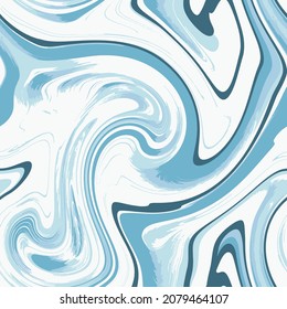 Tranquil Blue colors  Repeat Creative Graphic Illustration Seamless  Paint Ink. White Repeat Liquid  Effect.  Seamless Fabric Vector Texture. Repeat Oil. Spring summer colours  trendy 2023