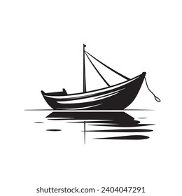 Ilustración vectorial del logotipo de Barco Tranquilo. Icono de vector de barco y signo de tranquilidad.
