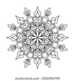 Tranquil Circles mandala coloring book page. Easy Mandala Coloring Book Pages for Adults to Relax, Experiences Give Relief. Resizeable Vector File