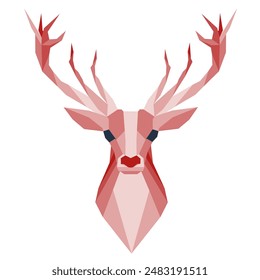 In a tranquil forest clearing, an elegant deer comes to life, its form gracefully constructed from geometric shapes. Majestic antlers rise in precise angles, framing a head composed of soft circles an