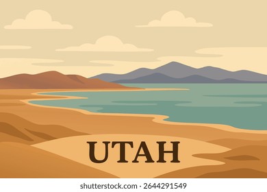The tranquil Great Salt Lake in Utah during sunset, where the golden light creates a serene glow over the peaceful waters, offering breathtaking views of the surrounding mountains