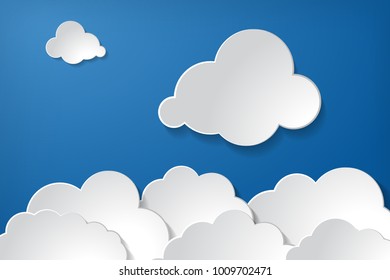 tranquil illustration of clouds collection on the blue sky background. Cloud dancer color of year 2026.
