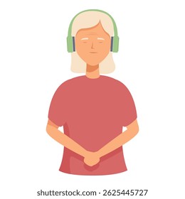 Ilustração tranquila de uma mulher apreciando música com fones de ouvido verdes