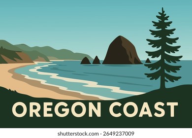 A paisagem tranquila ao longo da costa de Oregon oferece vistas deslumbrantes onde as falésias acidentadas encontram o vasto Oceano Pacífico. 