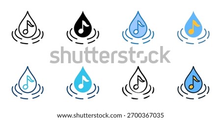 Tranquil music icon set multiple style collection 
