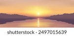 Tranquil nature background with river. Sunset at riverside