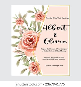 Tranquil Orange Petals Minimalist Flower Invites